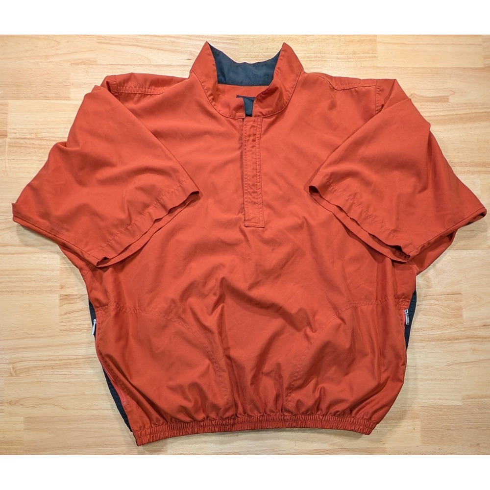 Roche Sports Mens XL Short Sleeve Windbreaker Pullover Orange Navy 1329M